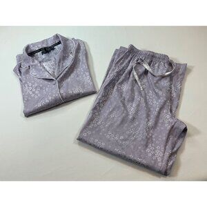 BCBGMaxAzria Womens Floral Satin Pajama Set Size M Light Purple (bin HH210)